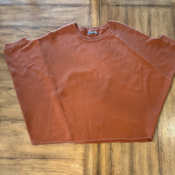 Anthropologie Vanessa Knit Poncho Sweater in  Rust Orange, Small, Slouchy Cozy - Picture 7 of 13